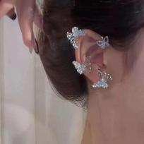 Butterfly Ear Hook Clip On Earrings Star Tassel Design Lightweight Non Pierced Ear Accessories for Women and Girls One Size