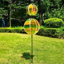 Sparkling Stripe Reflective Garden Pinwheels Colorful Film Rainbow Color Windmill With Stakes Rotating Ball Bird Repellents geltona