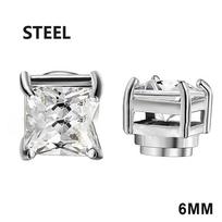 A Pair 6/8Mm  Magnetic No-Pierce Stainless Steel Stud Earrings For Men Punk Zircon Magnet Earrings Non Piercing Jewelry