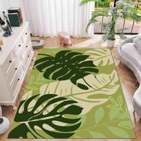 Tropical Monstera Leaf Area Rug Green Plant Printed Floor Mat Nordic Style Decorative Carpet for Living Room Bedroom Home Decor 40cm x 60cm