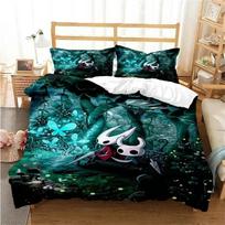 Anime Game Hollow Knight Bedding Set Soft Comforter Cover With 1/2pcs Pillow Shams For Kids Adults Microfiber Quilt Cover 135x200cm blue