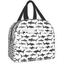 Sharks Lunch Bag for Women Cooler Tote Box Insulated Leakproof Reusable Girls Lunchbag Office Work School Picnic Portable 22x20x13CM smėlis