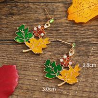 European & American Style Retro Bird and Maple Leaf Alloy Stud Earrings for Women