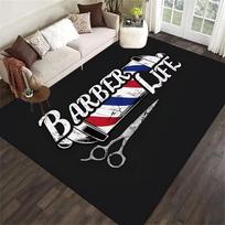 Professional Barber Scissors Rectangular Area Rug, Vintage Hair Stylist Floor Mat, Non-Slip Washable Carpet for Barber Shop 40x60cm