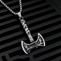 Hiphop Rock Men Viking Necklace 24 Inches Long Pendant Neck Accessory Skull Ax Streetwear Motorcycle Jewelry 5 Style Options 60(24inch)