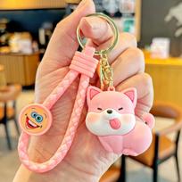 Cute Shiba Inu Keychain - Stylish Keyring & Backpack Pendant for Students orange