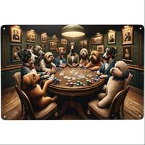 Vintage Dogs Playing Poker Metal Tin Sign Wall Decor 20X30CM