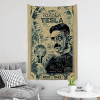Retro Science Celebrities Nikola Tesla Tapestry Room Decor Wall Cloth Party Hanging Background Room Decor Baby Room 100X70CM