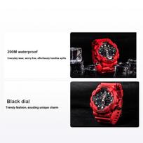 G-Shock Youth Series Unicorn Iron Man Color Red Fashion Quartz Movement Resin Strap Women Watches Black GA-100B-4A Regular Watch Box,Red Strap
