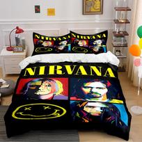 Nirvana Band Art Bedding Set 3-Piece Bedding set (1 duvet cover, 2 pillowcases, duvet not included) 135x200cm