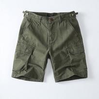 Men's High-End Hong Kong Style Loose Fit Five-Point Cargo Shorts with Large Pockets 36 žalia