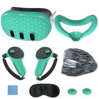 Essential 7pcs Accessories for VR Headset Protector Controller Grip Rocker Cap VR Facial Interfaces Controller Bracket žalia