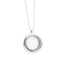 Trendy Gold/ Silver Locket Necklace Gorgeous Floating Round Locket Pendant DIY Jewelry All-match for Women Friendship white