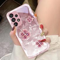 Tempered Glass Phone Case For Samsung Galaxy S10 4G S20 11E 30 S21 21Fe 22 Pro S23 Ultra 5G S8 S9 Water Diamond Flower Leaves For Samsung  S9 Plus