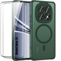 Case + 2 Tempered Glasses for Xiaomi Redmi Note 15 5G/4G - with Camera Protection - Night Green