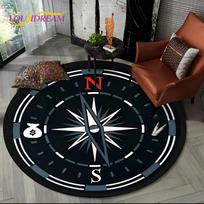 3D Retro Compass Series Circle Area Rug,Round Carpet Rug for Living Room Bedroom Sofa Foot Pad Decor Non-slip Floor Mat Gift Diameter 60cm