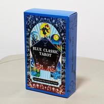 Blue Classic Tarot Deck - 10.3*6cm 78 Cards Traditional Waite Imagery with Celestial Mandala Back, Unique Starry Border Design mėlyna