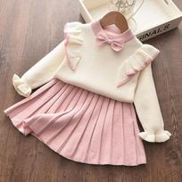 Children's Korean Style Spring and Autumn Style Two-piece Set, Small and Medium-sized Baby Princess Dress 2Y rožinė