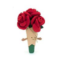 JC Valentine's Day Rose Bouquet Fun Doll Flower Gift 30 cm ryškiai rožinė
