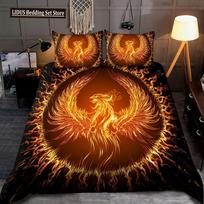 Dragon And Phoenix Duvet Cover Set Full Queen Size, Fantasy World Monster Gothic Bedding Sets Bohemian Mandala Comforter Cover EU single(135x200cm)