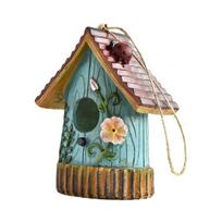 Garden Bird House Spacious Hole Hand-Painted Birdhouse Resin Waterproof Outdoor Hanging Birdhouse Sunproof for Bluebird Hummingbird Finch Cardinals mėlyna