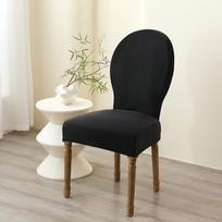 1Pc Velvet Round Back Dining Chair Cover French Curved Backrest Chair Cover Solid Color Protective Seat Case for Home Hotel