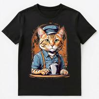 Cute Barista Cat With A Cup Of Coffee Graphic Design Unisex T-Shirt 3XL