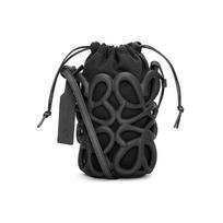 Loewe Anagram Embossed Logo Drawstring Closure Lightweight Foam Rubber Bucket Bag Women Shoulder Bag Black C630G26X01-1100 Basic Set (Bag+Dust Bag)