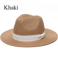 Wide Brim 63cm XL Sun Hat  for Men Women Casual  Large Panama Jazz Straw Hat Beach Wedding Khaki Plus Big Size Cap 60cm custom M 55-58cm chaki