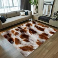 Faux Cowhide Pattern Area Rug Natural Texture Home Decor Living Room Bedroom Floor Carpet Retro Rustic Style Multiple Designs 50cm x 80cm