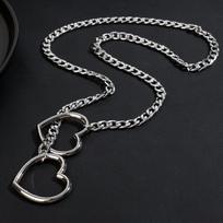 Stainless Steel Heart Necklace Summer Women Girls Retro Punk Silver Color Necklace Elegant Versatile Necklace Fashion Accessory black