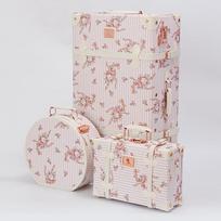 Women's Retro Floral Rolling Luggage with Universal Wheels, PU Material, Compact Cosmetic Suitcase 24 inch Rolling gray
