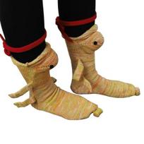 Megztos kojinės su gyvūnais Juokingos krokodilo kojinės Šiltos žieminės grindų kojinės Unisex Mielos ryklio žuvies kojinės Dovana Kalėdoms Valentino dienai Motinos dienai geltona