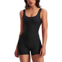 Women Yoga Rompers Hollow Out Back Elastic Soft Breathable U Neck Skinny Butt Lifting Tummy Control Sleeveless Compression Pure Color S juoda
