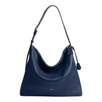 COACH Mott Messenger Bag 47 letter embossed silver hardware natural textured leather crossbody bag large size unisex couple style blue mėlyna