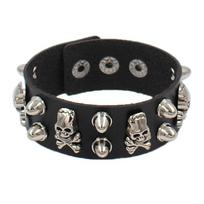 Punk Goth Kaukolės Apyrankė Grandinėlės Metaliniai Spygliai Kniedės PU Odos Apyrankė Rankogalis Plati Rankogalių Apyrankė Moterims Vyrams Papuošalai