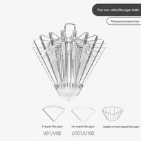 Universalus filtras kavos paruošimui užpylimu ir presas V60 - U, V ir dubenėlio formos filtrams white