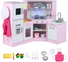 Promotion Vaikų medinė virtuvėlė su atskira kriaukle, rožinė