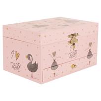 New 1PC Music Box with Drawer Mirror Rotating Ballet Dancer Jewelry Storage for Ring Necklaces Bracelets Box Birthday Gift rožinė