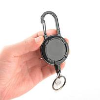 1MM Thickened Stainless Steel Wire Rope Retractable Keychain with Easy Pull Buckle and Anti-Lost High Rebound Feature gray