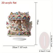 Enchanting Acrylic Carousel Music Box with Fantasy Horses and Vibrant Flowers