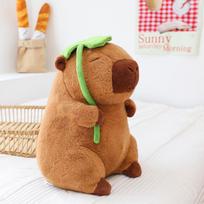 Mielas lotoso lapo kapibaros pliušinis žaislas Vaikų miego komforto pagalvė Namų dekoras Grindų stūmimo žiedas Dovana 30cm【0.3kg】 brown