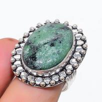 Natural Ruby Zosite Gemstone 925 Sterling Silver Jewelry Ring Size 8 q3P44