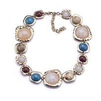 Vintage Multi-color Irregular Geometric Bracelet Necklace Chunky Bohemia Jewelry Gifts gray