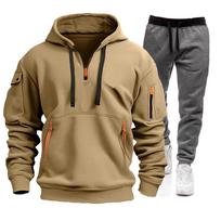 Men's 2024 Spring & Autumn Sports Zip Hoodie Sweatshirt & Sweatpants Set 3XL
