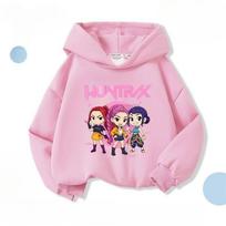 Winter Children's Warm Hoodie Loose Casual Witch Hunting Group Reduced Size Printed Comfortable Hoodie 110cm rožinė