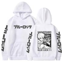 Japonijos Anime BLUE LOCK Džemperis Nagi Seishiro Spaudas Puloveris Vyrams Moterims Patogus Gatvės Drabužiai Harajuku Unisex Puloveris M white