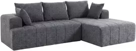 Aosom Pilka 3 vietų L formos šenilinė kampinė sofa su šezlongu ir 2 pagalvėmis