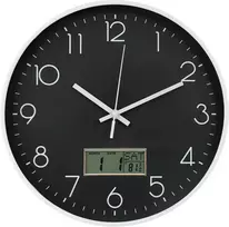 Netiksintis sieninis laikrodis su tyliu mechanizmu, LCD ekranu, su termometru ir kalendoriumi, 30 cm