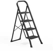 Koduva Sulankstomos 4 pakopų kopėčios iš plieno, juodos, 89 x 45 x 127 cm, apkrova iki 150 kg